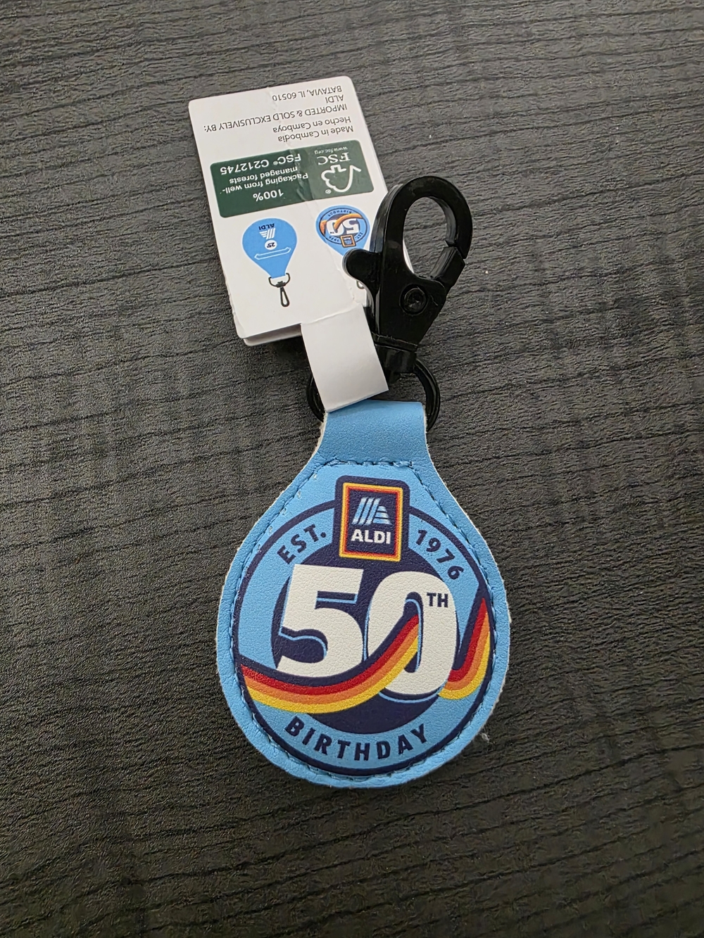 ALDI 50th Birthday Blue Keychain Fob